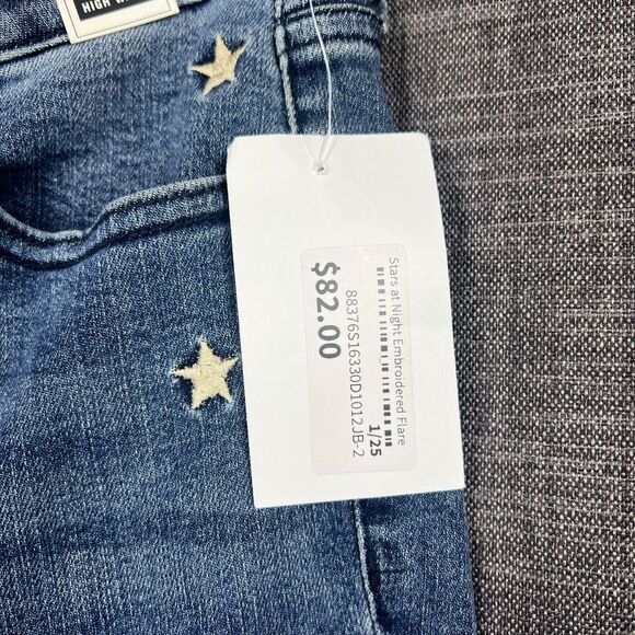 NWT Judy Blue Star Embroidered High Rise Trouser Flare Jeans Sz 1 Waist 25 - Picture 7 of 12